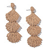 Bohemian Style Raffia Shell Shape Dangle Stud Earrings FS-WG568BC-07-1