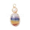 Chakra Natural Mixed Gemstone Copper Wire Wrapped Pendants PALLOY-JF02046-01-1