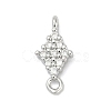 Brass Micro Pave Clear Cubic Zirconia Connector Charms KK-Z094-08P-03-1