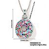 Brass Pave Colorful Cubic Zirconia Letter Pendant Box Chain Necklaces NU0575-41-1