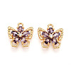Brass Micro Pave Cubic Zirconia Charms KK-N262-111A-G-1