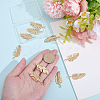 10Pcs 304 Stainless Steel Feather Pendants STAS-BBC0009-98-3