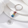 Tibetan Style Alloy Flat Round with Tree of Life Keychain KEYC-JKC00558-3