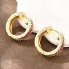 Brass Micro Pave Cubic Zirconia Hoop Earrings KK-CBA8324-06G-02-3