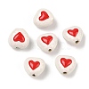 Heart Pattern Handmade Porcelain Enamel Beads PORC-G016-03N-1
