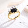 Rectangle 304 Stainless Steel Micro Pave Cubic Zirconia Finger Rings FS-WG7A2B7-13-1