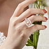 ANATTASOUL 4Pcs 4 Styles Plastic Imitation Pearl Beaded Open Cuff Ring RJEW-AN0001-18-5