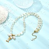 Brass Enamel Fish and Natural Pearl Rice Pendant Natural White Moonstone Nuggets Beaded Necklaces for Women NJEW-JN06357-01-1