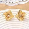 Brass Micro Pave Clear Cubic Zirconia Flower Stud Earrings EJEW-D337-04G-1