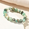 Natural Green Line Jasper Round Beaded Stretch Bracelets for Women BJEW-F535-02C-3