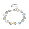 Enamel Daisy Link Chains Bracelet BJEW-P271-01P-03-1