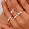 Nuggets Stainless Steel & Natural Freshwater Pearl Beads Finger Rings WG1BE4A-06-4