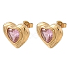 304 Stainless Steel Pave Cubic Zirconia Stud Earrings EJEW-D364-02A-G-2