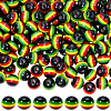 200Pcs Ghana Jamaica Reggae Stripe Resin Beads RESI-SP0001-54B-1