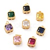 Real 18K Gold Plated Brass Inlaid Cubic Zirconia Charms ZIRC-L100-073G-1