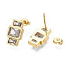 Cubic Zirconia Rectangle Dangle Stud Earrings EJEW-N011-53-02LG-2