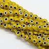 Handmade Evil Eye Lampwork Flat Round Bead Strands LAMP-L058-10mm-01-1