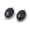 Platinum Tone Brass Natural Agate Links connectors G-F339-B03-2