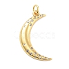 Moon Theme Rack Plating Brass Micro Pave Cubic Zirconia Pendants KK-Z071-52G-01-1