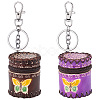 2Pcs 2 Colors Butterfly Pattern Leather Cylinder Wallets AJEW-OC0004-88-1