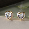 Brass Micro Pave Clear Cubic Zirconia Stud Earrings LS-EJEW-Z128-01G-02-1