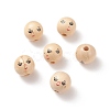 (Defective Closeout Sale: Printed Crooked and Crack) Printed Natural Wood European Beads WOOD-XCP0001-70-2