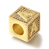 Brass Cubic Zirconia Cube European Beads KK-Q818-01A-G-2