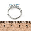 Adjustable Bowknot Shape Brass & Light Blue Cubic Zirconia Finger Rings CU-CBA7E55-07P-5
