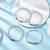4Pcs 4 Colors Cat Eye & Handmade Evil Eye Lampwork Round Beaded Stretch Bracelets for Women BJEW-JB12289-1