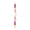 Faceted Round Natural Ruby & Pink Tourmaline & Potato Natural Cultured Freshwater Pearl Beaded Connector Charms PALLOY-JF03531-09-1