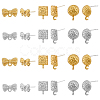 48Pcs 6 Style Half Round & Bowknot & Rectangle Alloy Stud Earring Findings FIND-DC0003-22-1