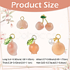 1Pc Natural Agate Pomegranate/Fu Melon Charms with Leaf G-YW0002-67-3