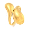 Ion Plating(IP) Teardrop 304 Stainless Steel Open Cuff Finger Rings for Women RJEW-P114-03G-1