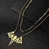 2Pcs 2 Style 304 Stainless Steel Bat Pendant Necklaces Set NJEW-E092-01G-1