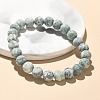 Natural Green Spot Jasper Bead Stretch Bracelets X-BJEW-K212-B-017-7