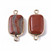 Edge Golden Plated Natural Red Jasper Links connectors G-S359-034B-2