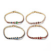 Brass Micro Pave Cubic Zirconia Chain Bracelets with Fold Over Clasps BJEW-C052-03G-1