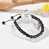 Adjustable Natural Sodalite and Non-magnetic Synthetic Hematite Braided Bead Bracelets BJEW-Z090-01C-3