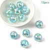 12Pcs Transparent Inner Flower Acrylic Beads RESI-YW0004-86E-1