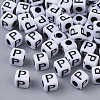 White Opaque Acrylic Beads X-MACR-R869-02P-1