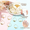 Natural Freshwater Pearl & 304 Stainless Steel Bead Finger Rings RJEW-FS00001-05-3
