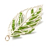 Handmade Glass Seed Beaded Leaf Shape Pendants PALLOY-MZ00935-01-4