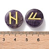 Brass Elder Futhark Alphabet Engraved Symbol Flat Round Natural Amethyst Rune Stones G-I373-01M-3