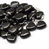 Heart Natural Black Stone Pendants X-G-Q371-05-1