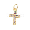 Brass Micro Pave Cubic Zirconia Tiny Cross Charms ZIRC-I032-64G-1