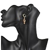 Lobster Brass Micro Pave Cubic Zirconia Dangle Hoop Earrings EJEW-JE07171-5