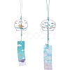 2Pcs 2 Styles Round with Boat & Bird Pattern Glass Wind Chime HJEW-BC0001-10-1