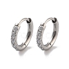 316 Surgical Stainless Steel Pave Clear Cubic Zirconia Hoop Earrings Women EJEW-A109-01B-P-1