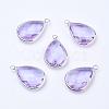 Silver Color Plated Brass Glass Teardrop Pendants GLAA-M006-A-14S-1