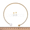 Round Plastic Imitation Pearl Stud Earrings & Heart Cubic Zirconia Rhinestone Cuff Choker Necklaces Sets SJEW-U003-08G-5